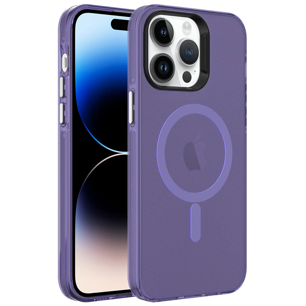 Apple iPhone 14 Pro Max Uyumlu Kılıf Zore M-safe Şarj Özellikli Buzlu Transparan C-Pro Sert Kapak