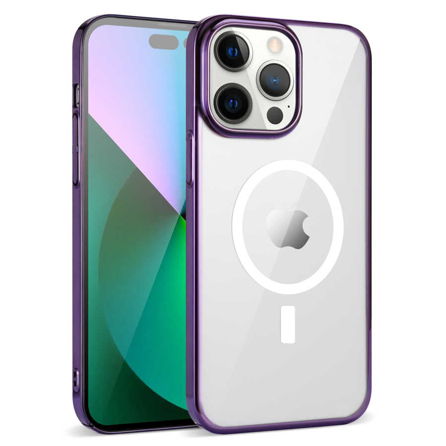 Apple iPhone 14 Pro Max Uyumlu Kılıf Zore Wireless Şarj Özellikli Pixel M-safe Kapak