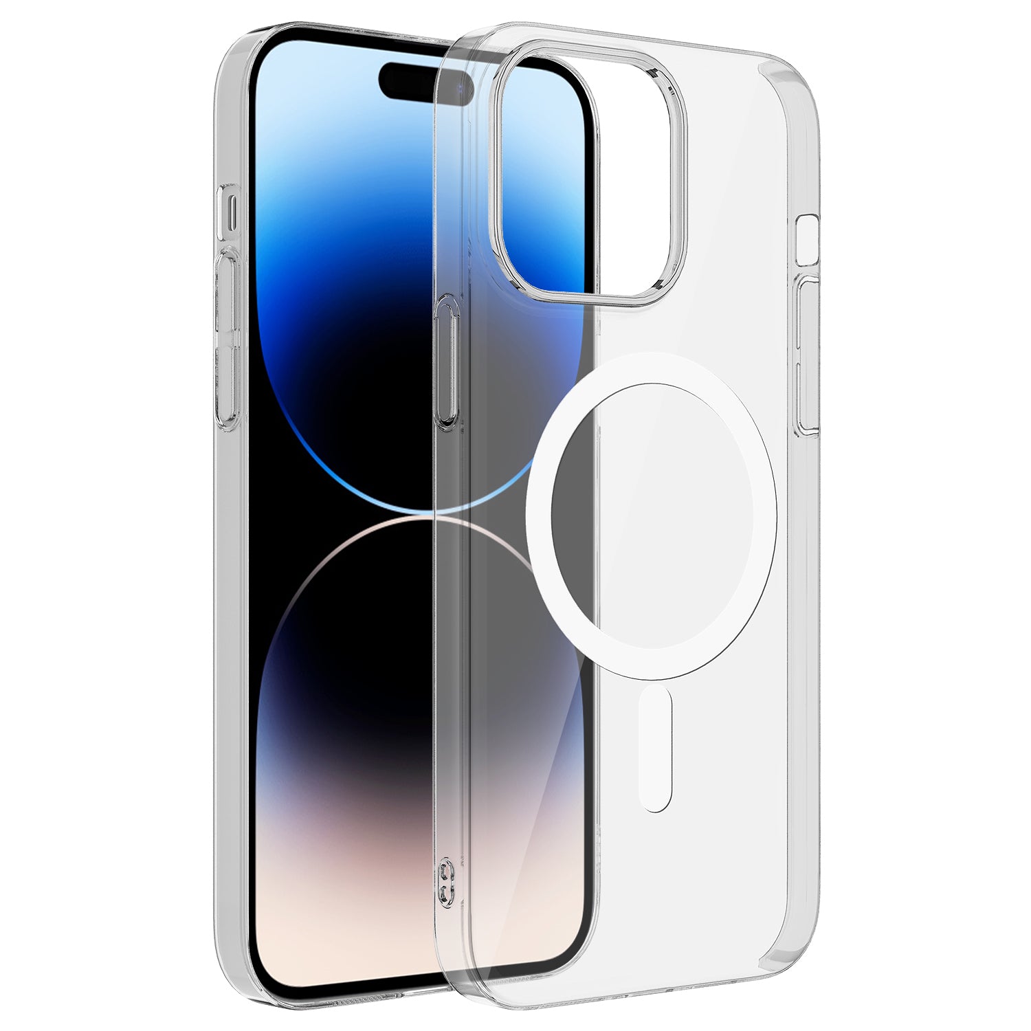 Apple iPhone 14 Pro Max Uyumlu Kılıf Zore Wireless Şarj Özellikli Şeffaf Tek Kamera Çerçeveli Porto Kapak