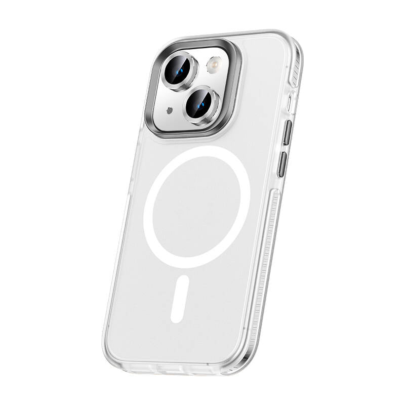Apple iPhone 15 Uyumlu Kılıf Airbagli M-safe Wireless Şarj Özellikli Lens Koruyuculu Zore Klaptika Kapak