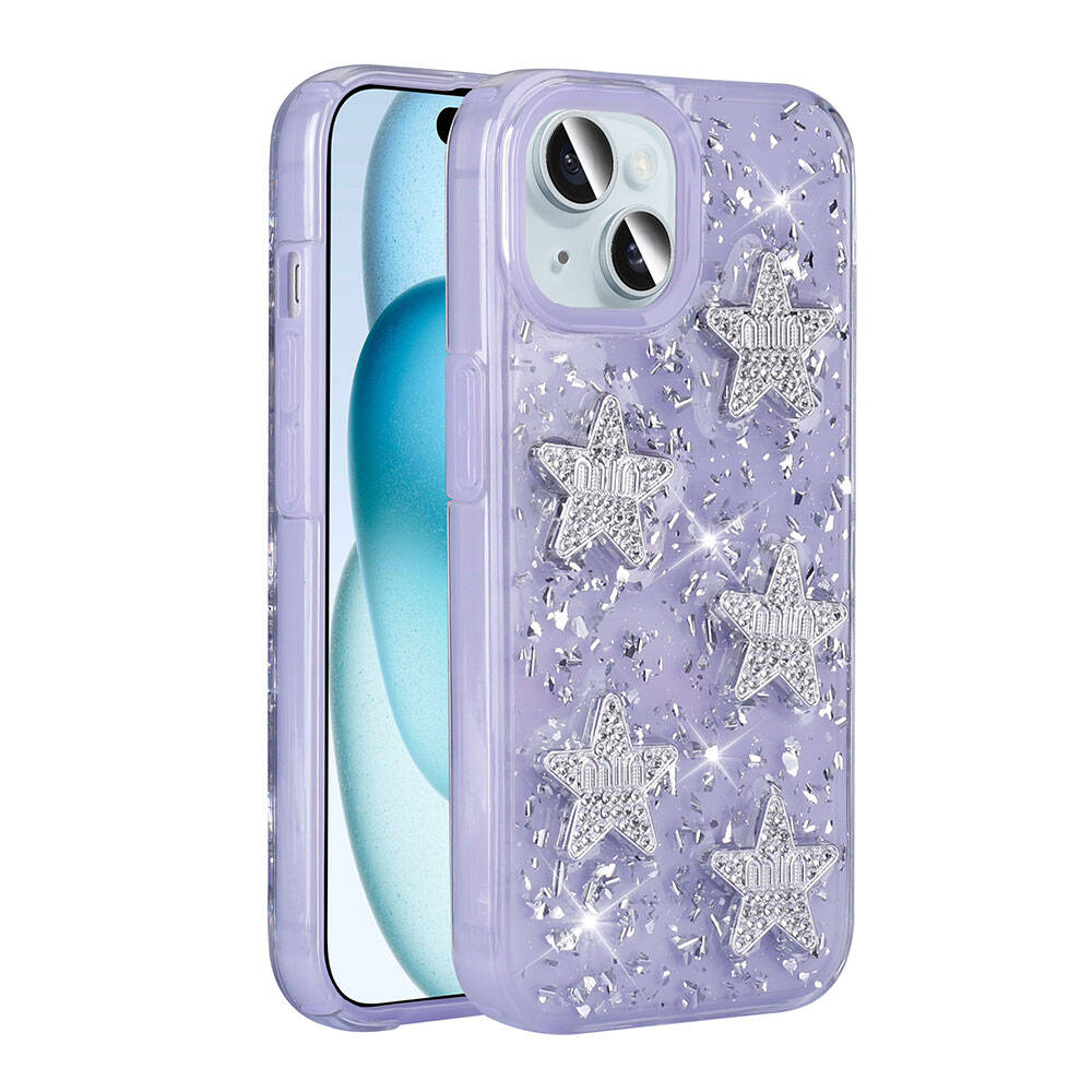 Apple iPhone 15 Uyumlu Kılıf Airbagli Simli Arka Yüzey Zore Işıltı Silikon Kapak