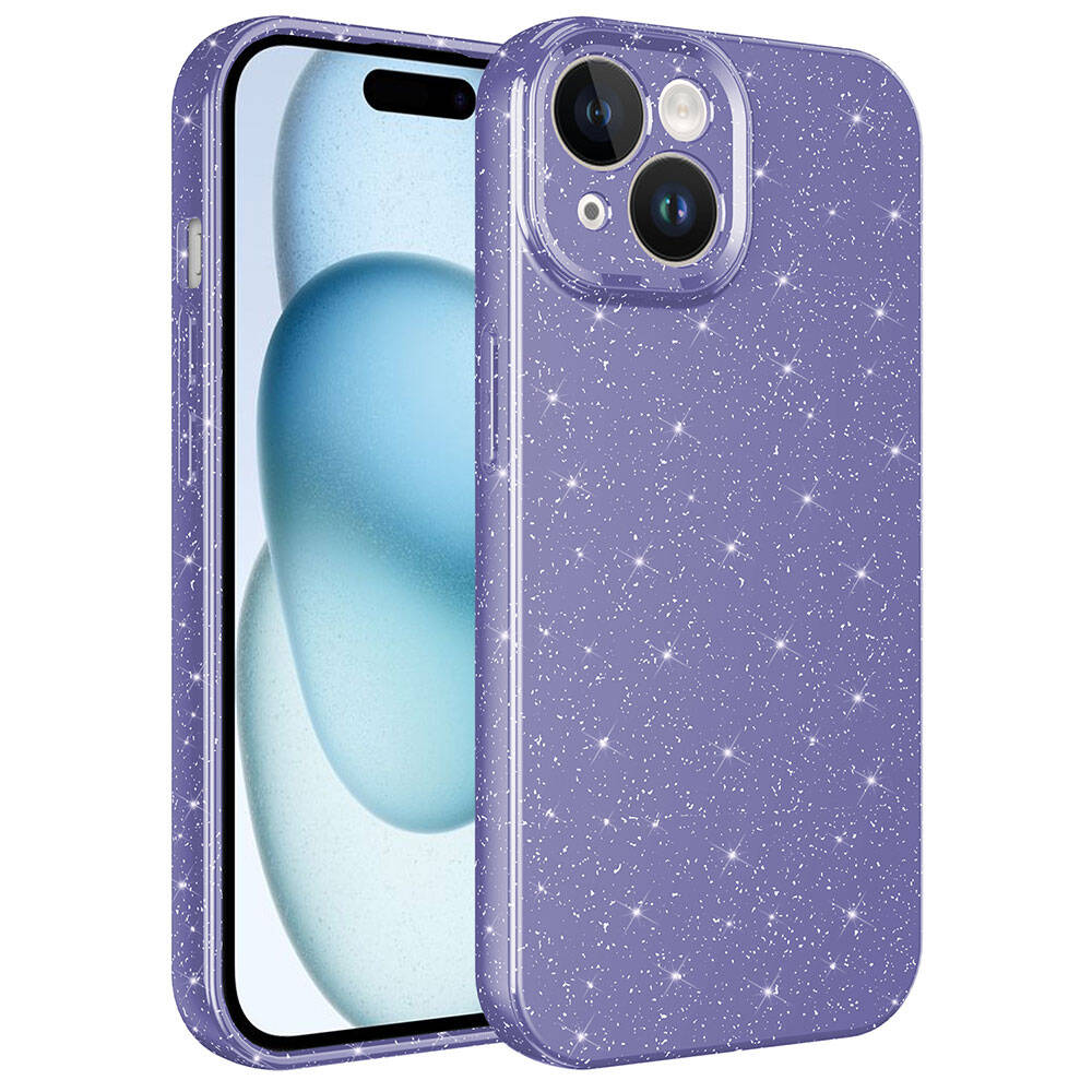 Apple iPhone 15 Uyumlu Kılıf Kamera Korumalı Simli Lüks Zore Koton Kapak