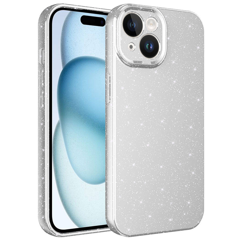 Apple iPhone 15 Uyumlu Kılıf Kamera Korumalı Simli Lüks Zore Koton Kapak