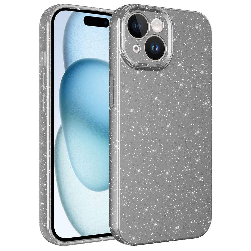 Apple iPhone 15 Uyumlu Kılıf Kamera Korumalı Simli Lüks Zore Koton Kapak