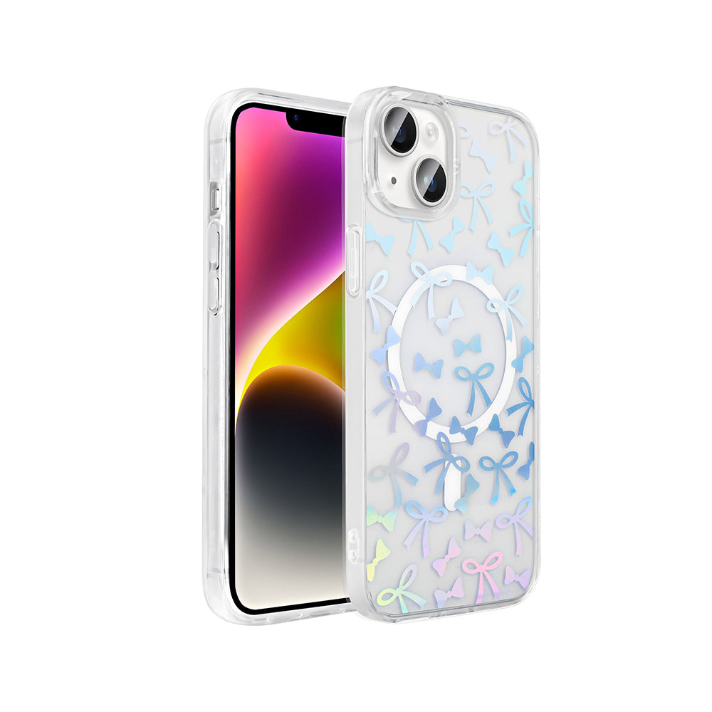Apple iPhone 15 Uyumlu Kılıf M-Safe Şarj Özellikli Şeffaf Zore Folk Sert Kapak