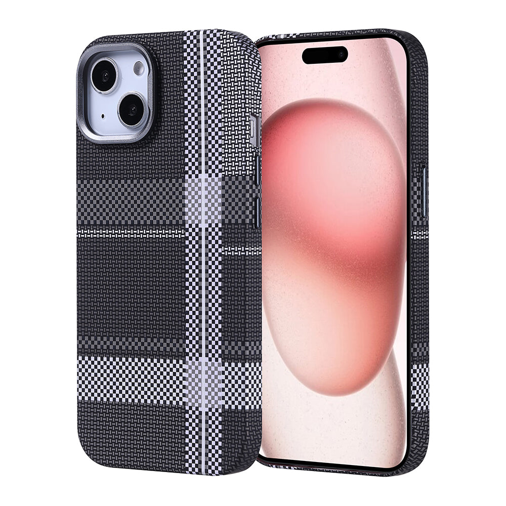 Apple iPhone 15 Uyumlu Kılıf M-safe Şarj Özellikli Karbon Fiber Görünümlü Zore Nekst Kapak