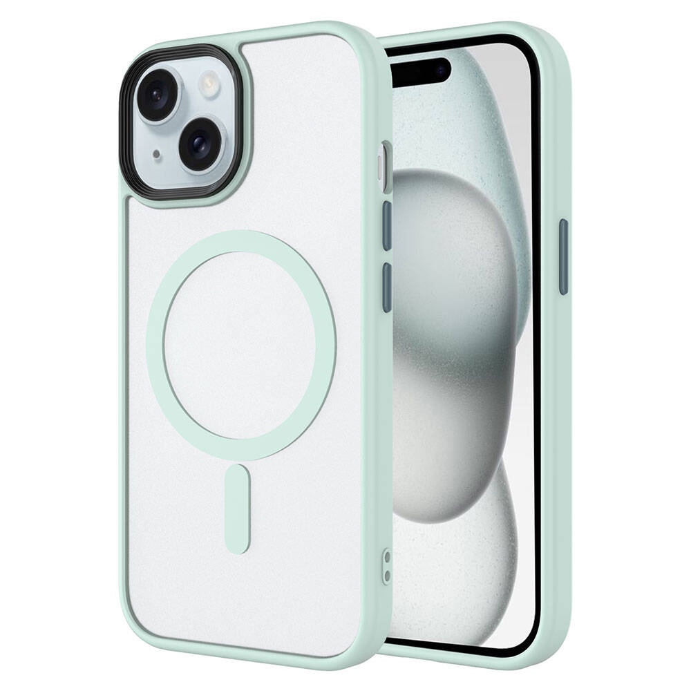 Apple iPhone 15 Uyumlu Kılıf Mat Arka Yüzey Wireless Şarj Özellikli Zore Flet M-safe Kapak