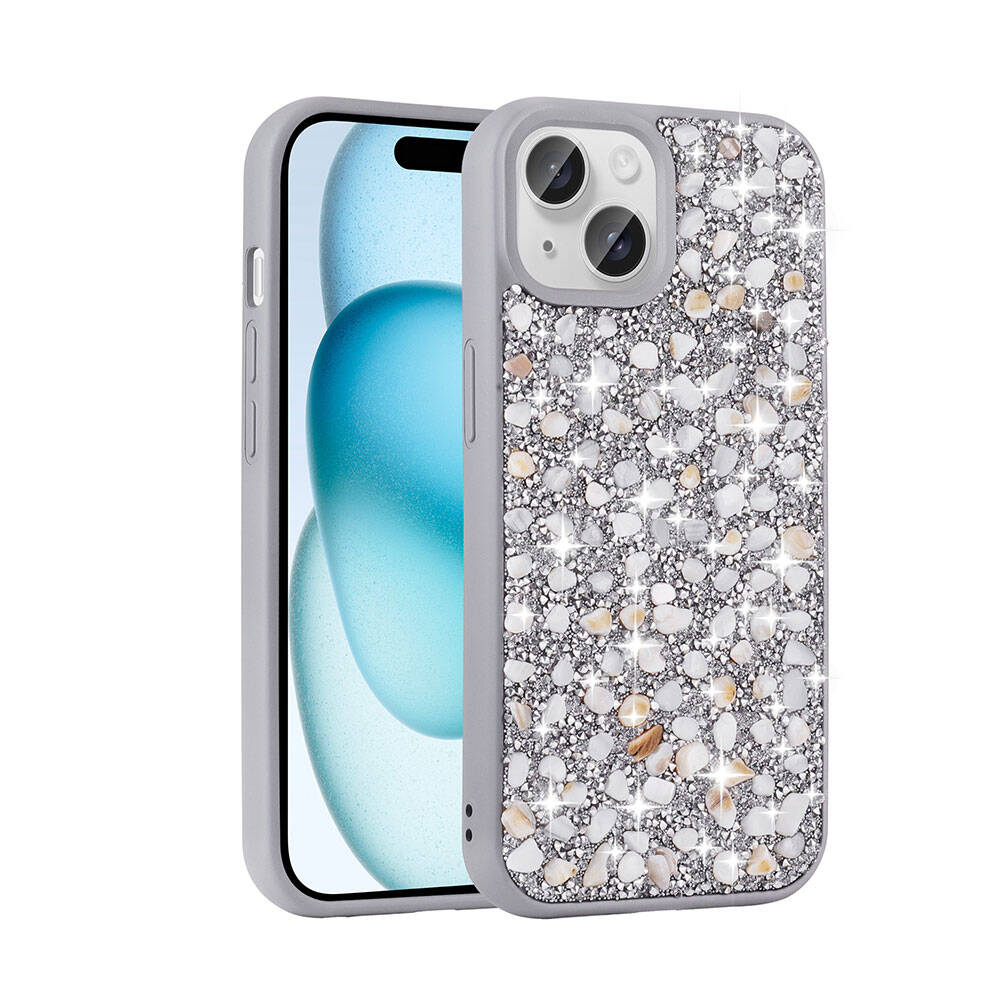 Apple iPhone 15 Uyumlu Kılıf Parlak Taşlı Tasarım Zore Linea Diamond Kapak