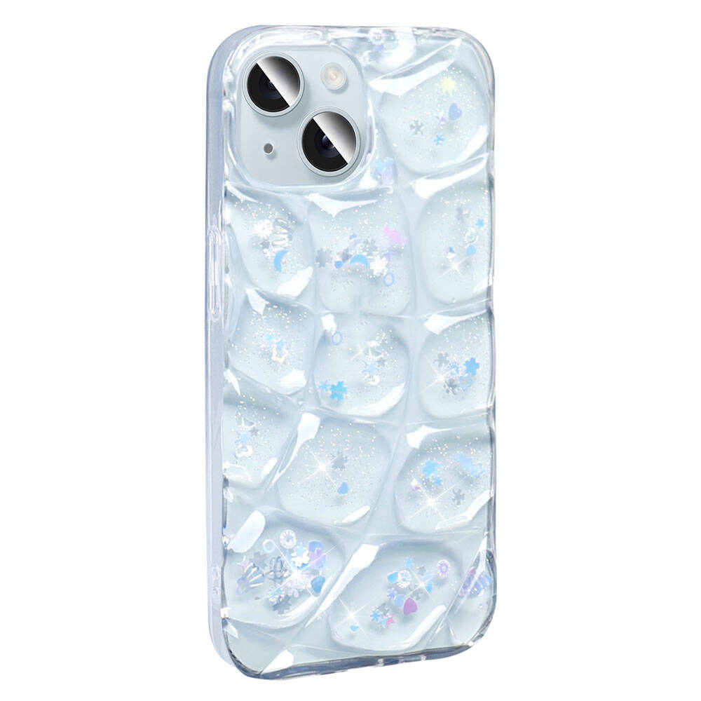 Apple iPhone 15 Uyumlu Kılıf Simli 3D Desenli Zore Hacar Kapak