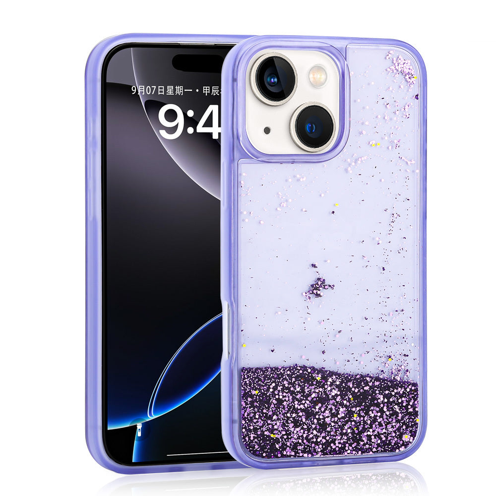 Apple iPhone 15 Uyumlu Kılıf Sıvılı Simli Şeffaf Arka Yüzey Zore Keto Silikon Kapak