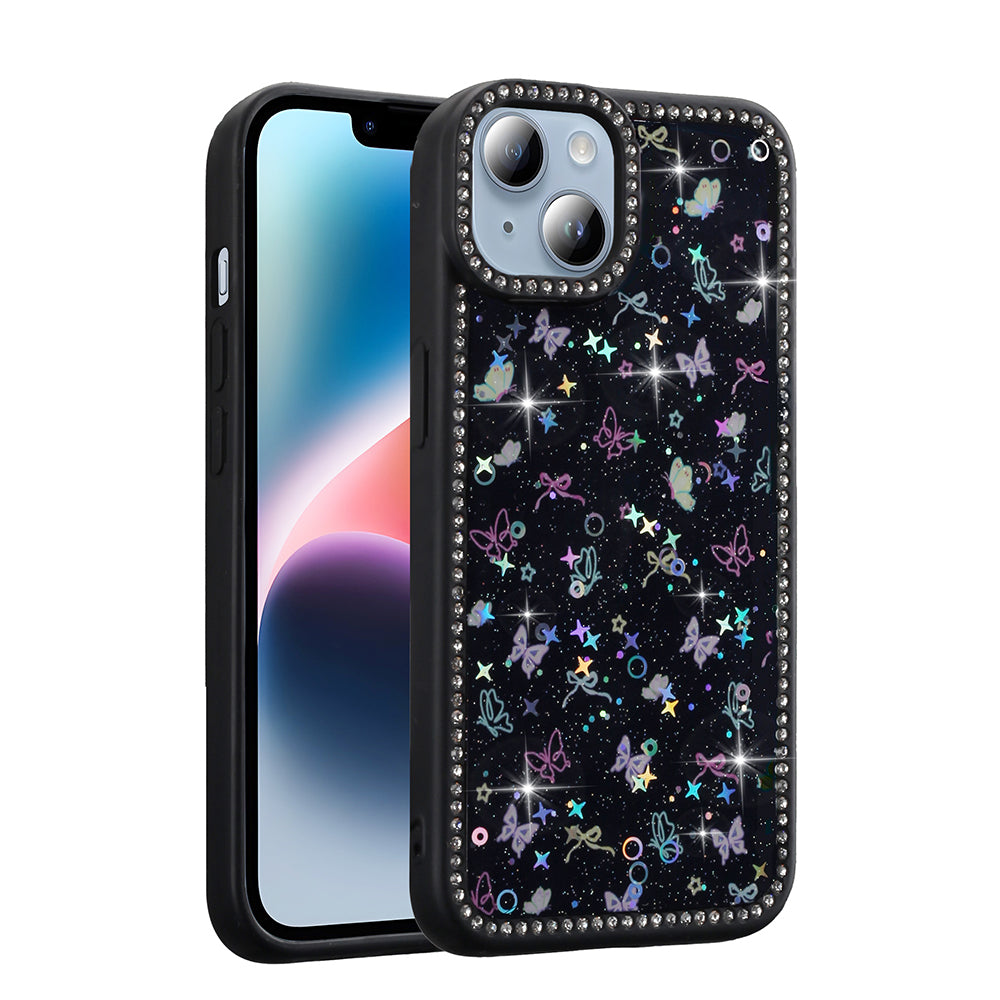 Apple iPhone 15 Uyumlu Kılıf Taşlı ve Simli Tasarım Zore Azra Kapak