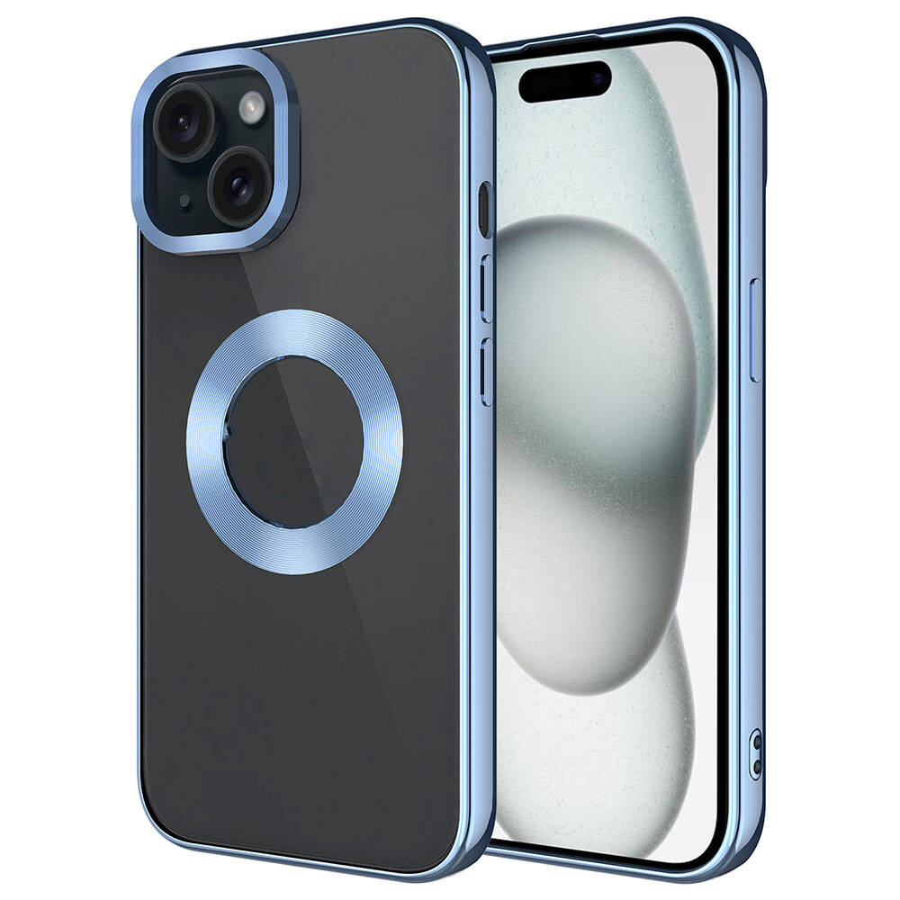 Apple iPhone 15 Uyumlu Kılıf Tek Kamera Çerçeveli Logo Gösteren Zore Omega Kapak