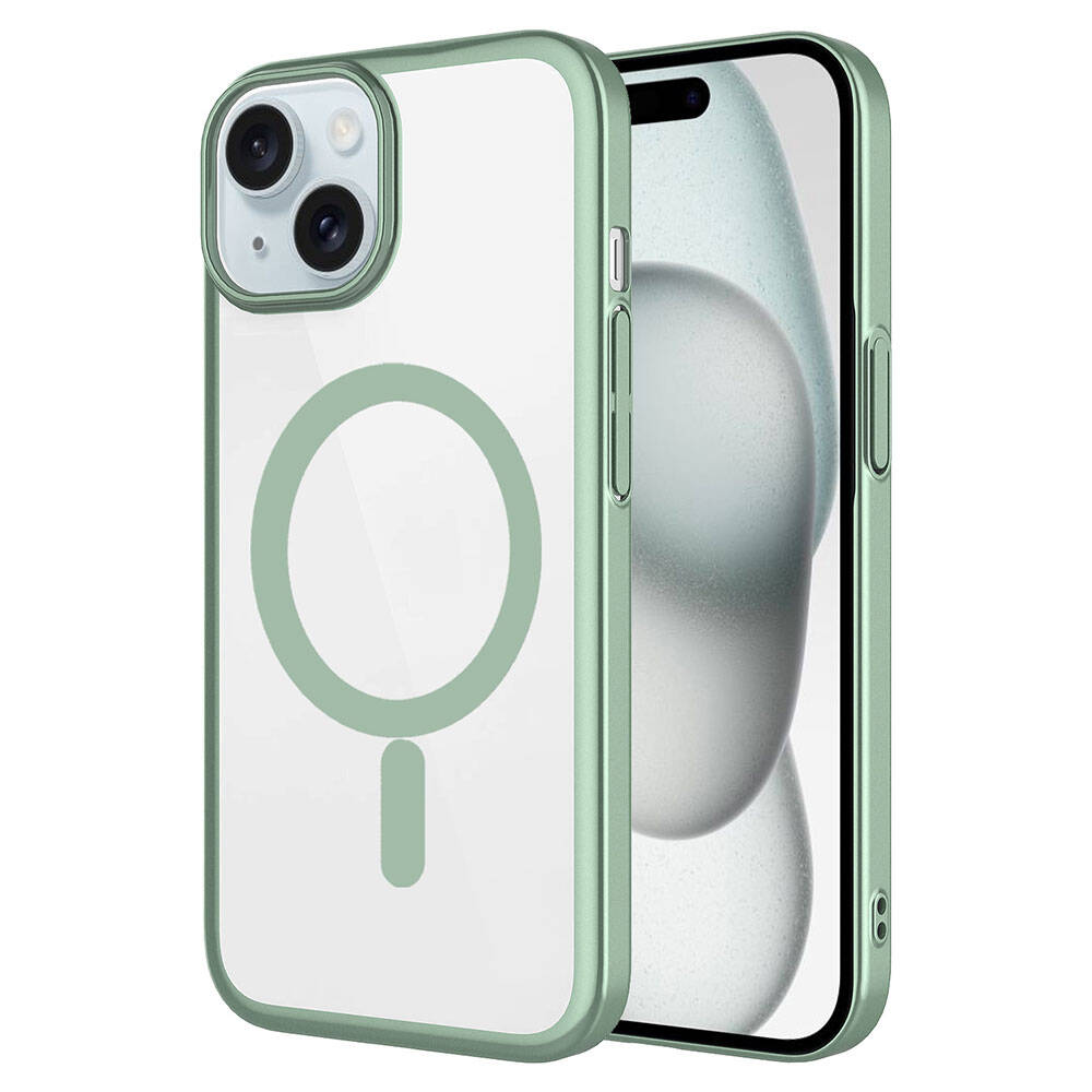 Apple iPhone 15 Uyumlu Kılıf Wireless Şarj Özellikli Sert PC Zore Mat Riksos M-safe Kapak