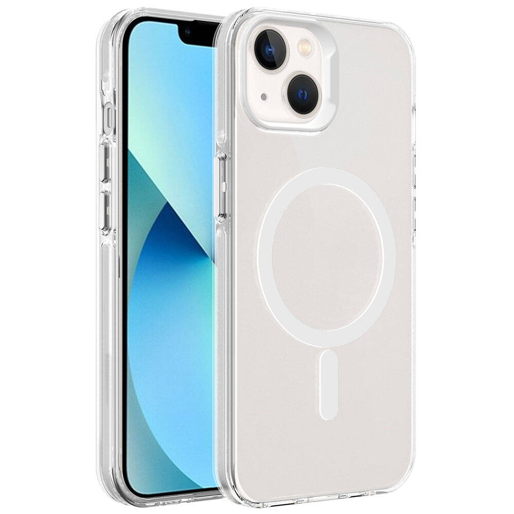 Apple iPhone 15 Uyumlu Kılıf Zore M-safe Şarj Özellikli Buzlu Transparan C-Pro Sert Kapak