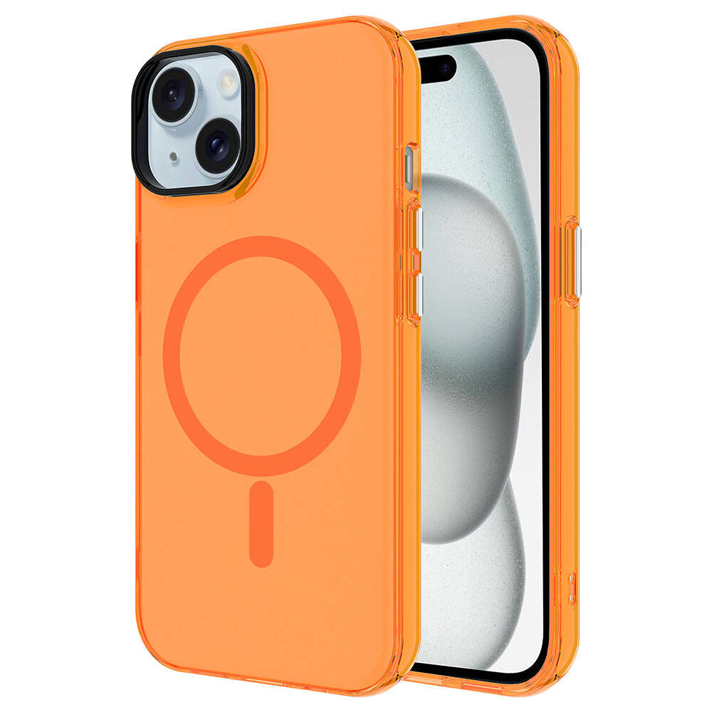Apple iPhone 15 Uyumlu Kılıf Zore M-safe Şarj Özellikli Buzlu Transparan C-Pro Sert Kapak