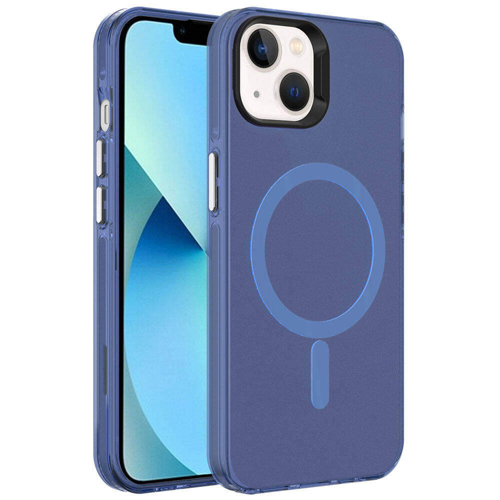 Apple iPhone 15 Uyumlu Kılıf Zore M-safe Şarj Özellikli Buzlu Transparan C-Pro Sert Kapak
