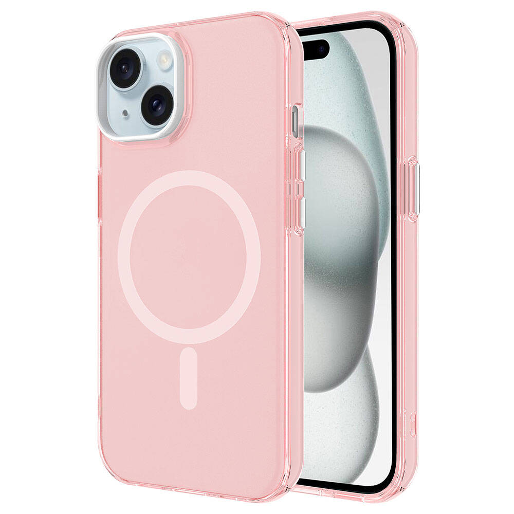Apple iPhone 15 Uyumlu Kılıf Zore M-safe Şarj Özellikli Buzlu Transparan C-Pro Sert Kapak
