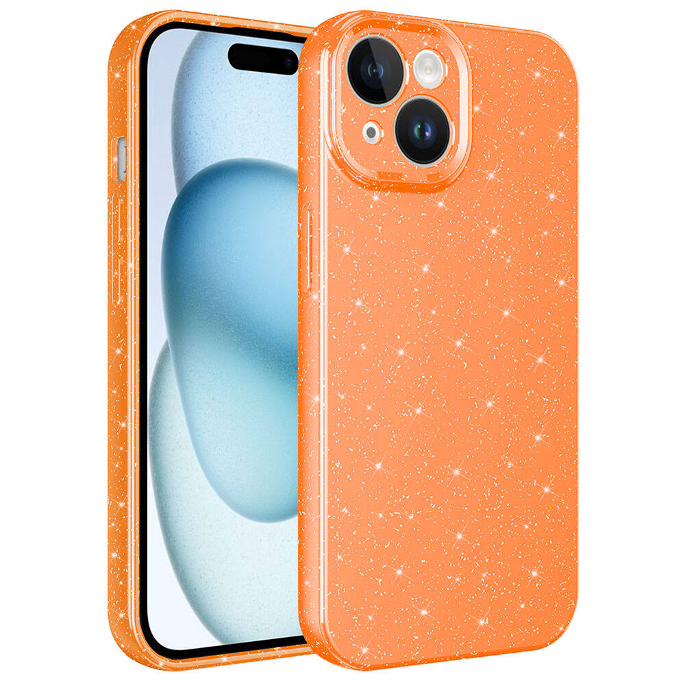 Apple iPhone 15 Plus Uyumlu Kılıf Kamera Korumalı Simli Lüks Zore Koton Kapak