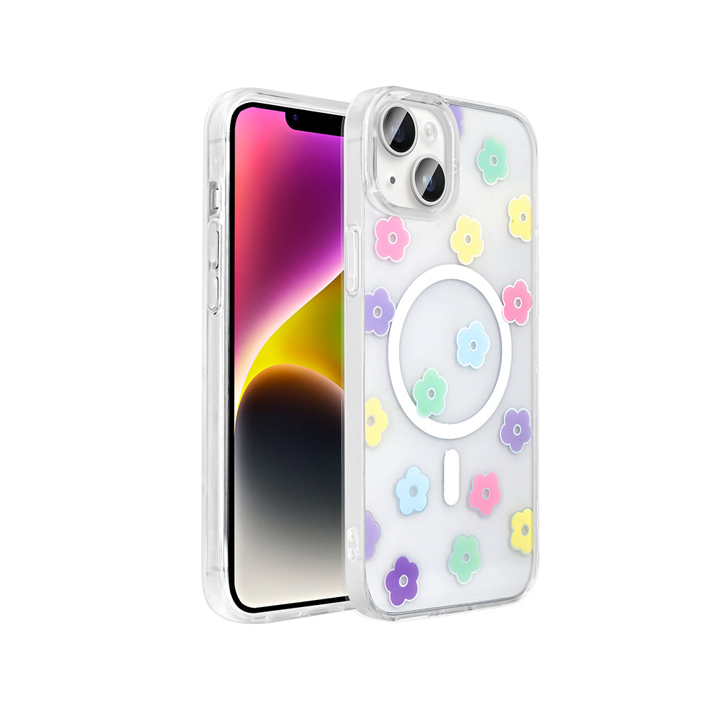 Apple iPhone 15 Plus Uyumlu Kılıf M-Safe Şarj Özellikli Şeffaf Zore Folk Sert Kapak