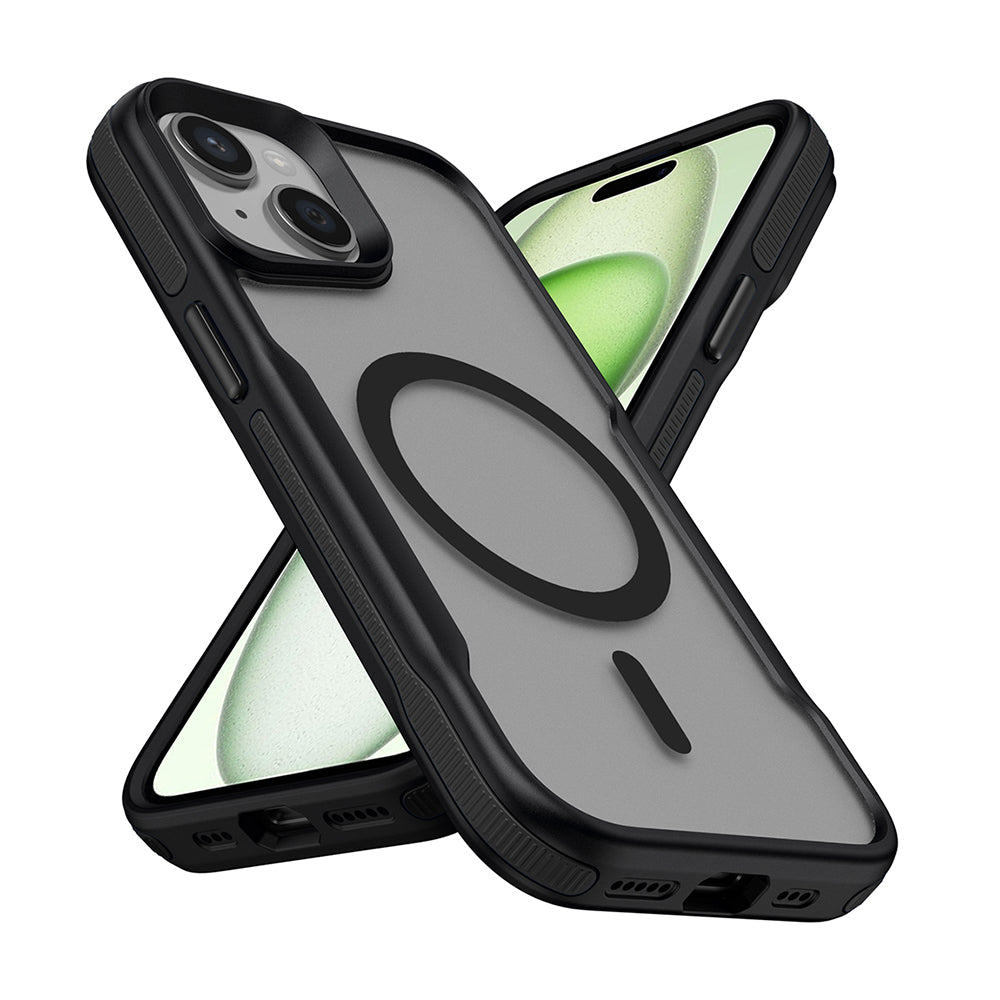 Apple iPhone 15 Plus Uyumlu Kılıf M-safe Şarj Özellikli Renkli Kenar Airbag Şeritli Zore Lamer Kapak