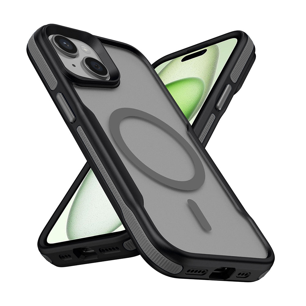 Apple iPhone 15 Plus Uyumlu Kılıf M-safe Şarj Özellikli Renkli Kenar Airbag Şeritli Zore Lamer Kapak