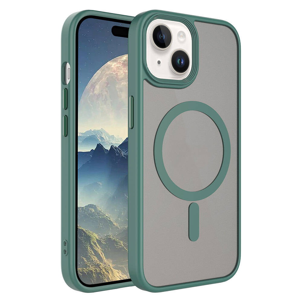 Apple iPhone 15 Plus Uyumlu Kılıf Mat Arka Yüzey Wireless Şarj Özellikli Zore Flet M-safe Kapak