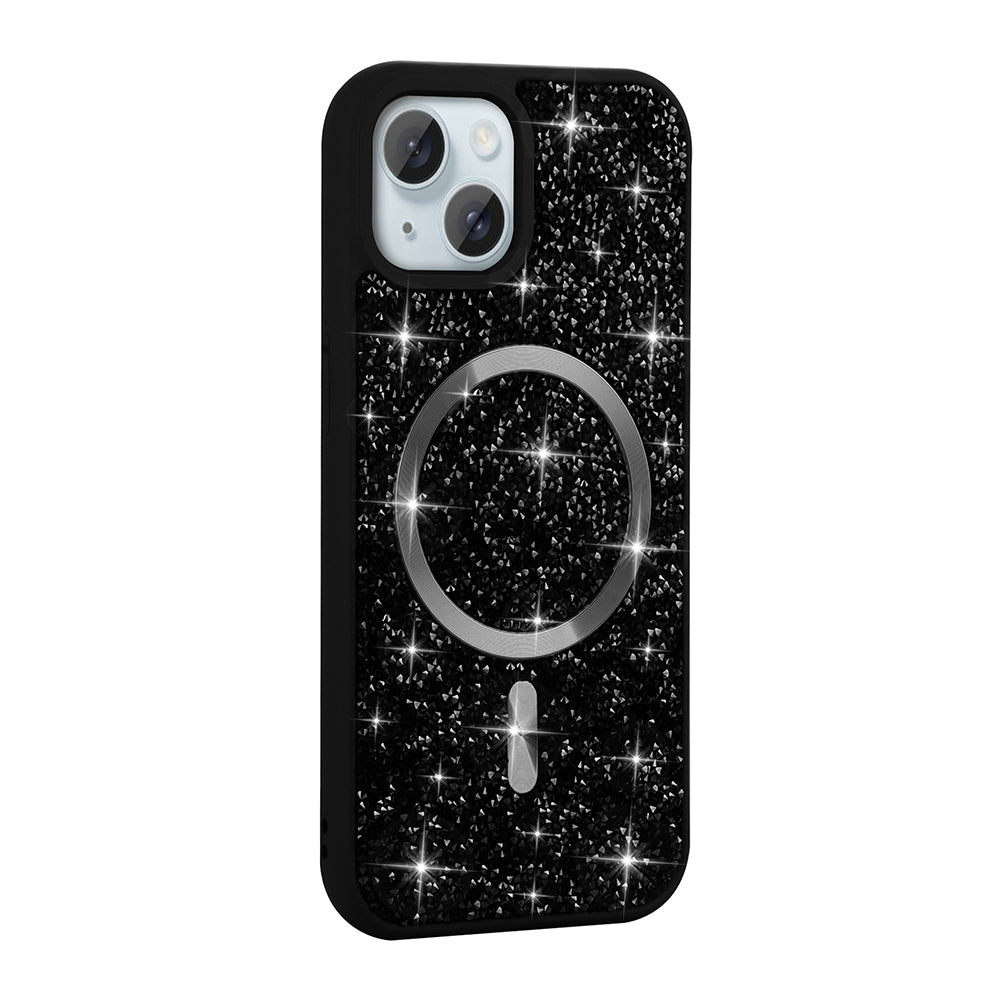 Apple iPhone 15 Plus Uyumlu Kılıf Pırlanta Tasarımlı M-safe Şarj Özellikli Zore Mozaik Silikon Kapak