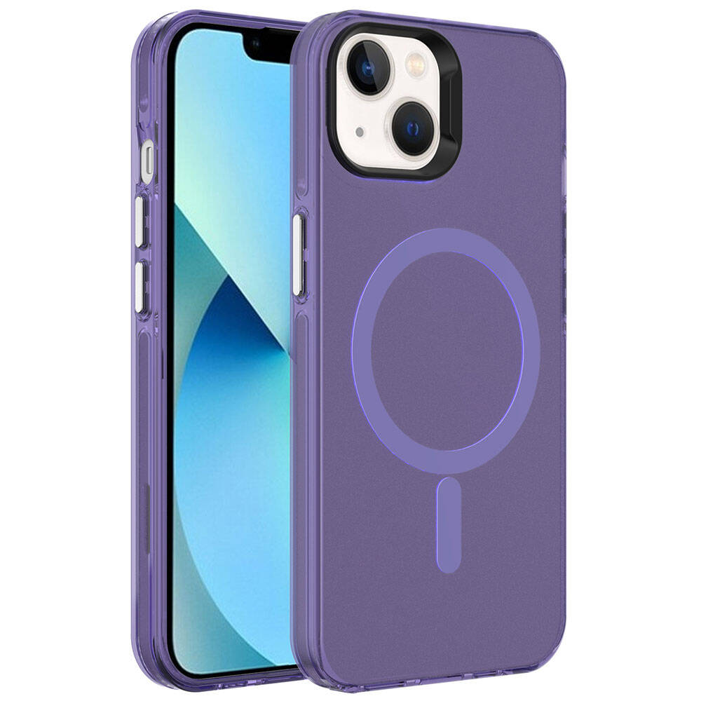 Apple iPhone 15 Plus Uyumlu Kılıf Zore M-safe Şarj Özellikli Buzlu Transparan C-Pro Sert Kapak