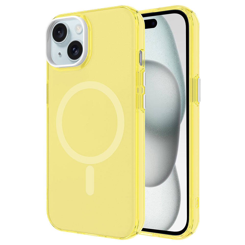 Apple iPhone 15 Plus Uyumlu Kılıf Zore M-safe Şarj Özellikli Buzlu Transparan C-Pro Sert Kapak