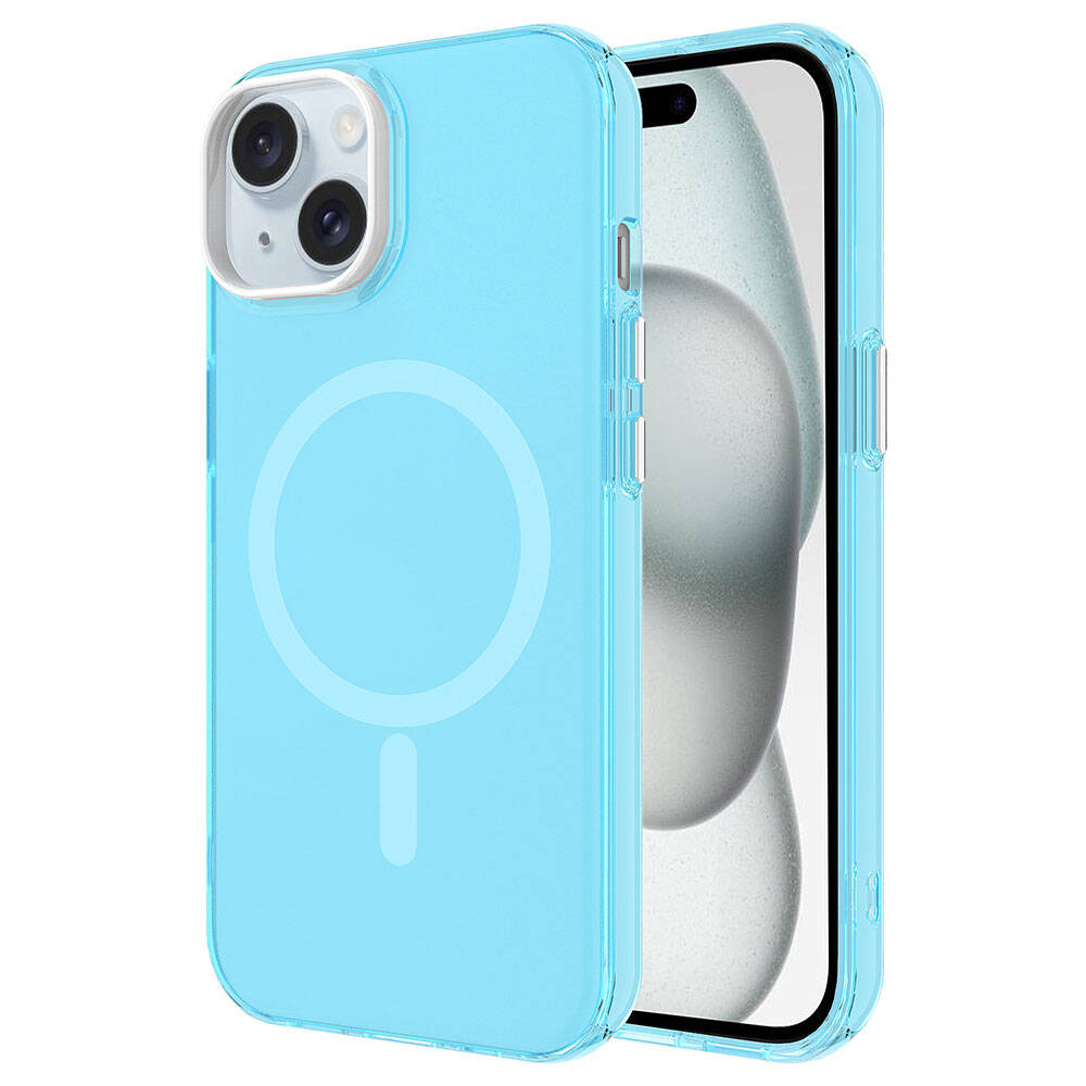 Apple iPhone 15 Plus Uyumlu Kılıf Zore M-safe Şarj Özellikli Buzlu Transparan C-Pro Sert Kapak