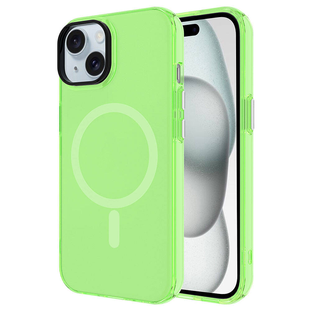 Apple iPhone 15 Plus Uyumlu Kılıf Zore M-safe Şarj Özellikli Buzlu Transparan C-Pro Sert Kapak