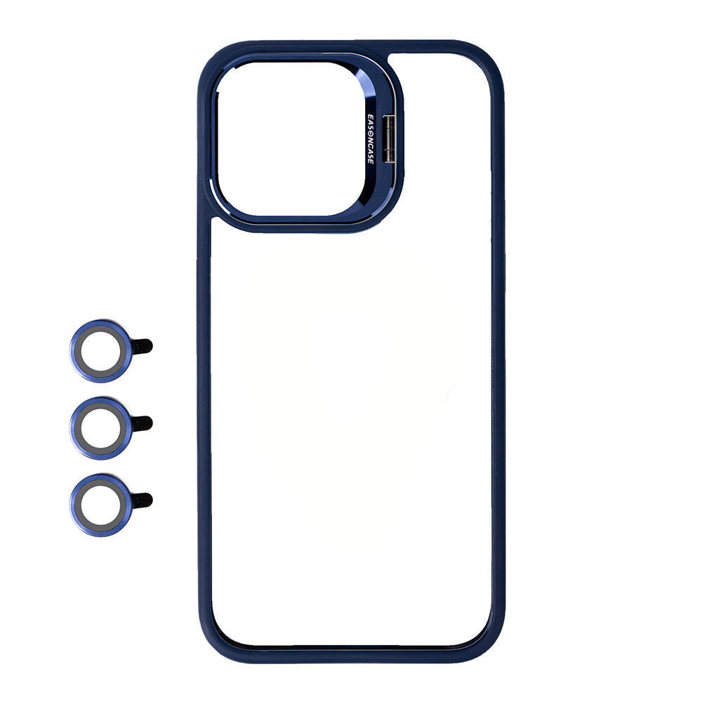 Apple iPhone 15 Pro Uyumlu Kılıf Kamera Lens Korumalı Standlı Zore Klon Lensli Kapak