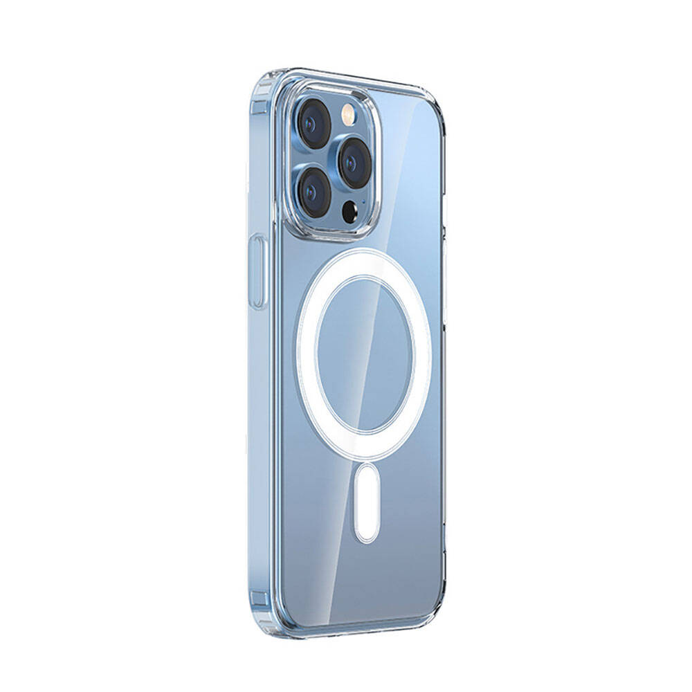 Apple iPhone 15 Pro Uyumlu Kılıf M-safe Şarj Özellikli Şeffaf Sert PC Zore Embos Kapak