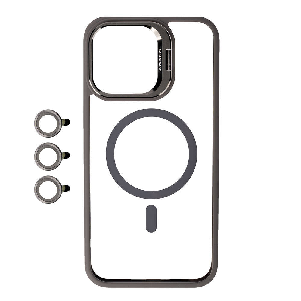 Apple iPhone 15 Pro Uyumlu Kılıf M-safe Şarj Özellikli Standlı Zore M-safe Klon Lensli Kapak