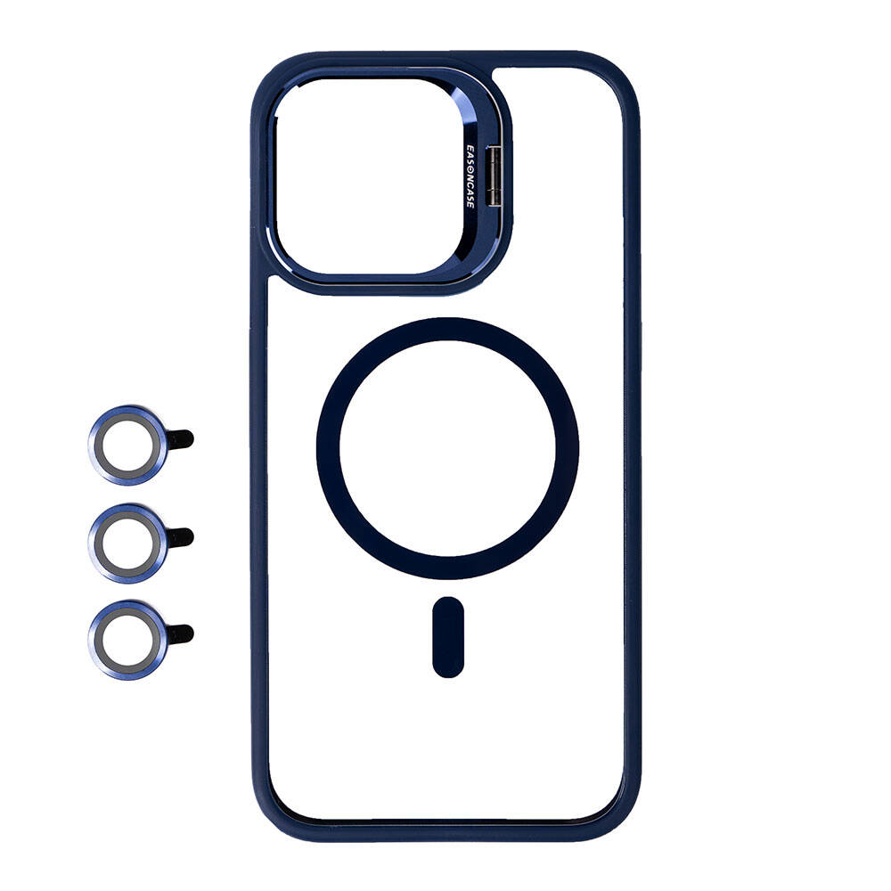 Apple iPhone 15 Pro Uyumlu Kılıf M-safe Şarj Özellikli Standlı Zore M-safe Klon Lensli Kapak
