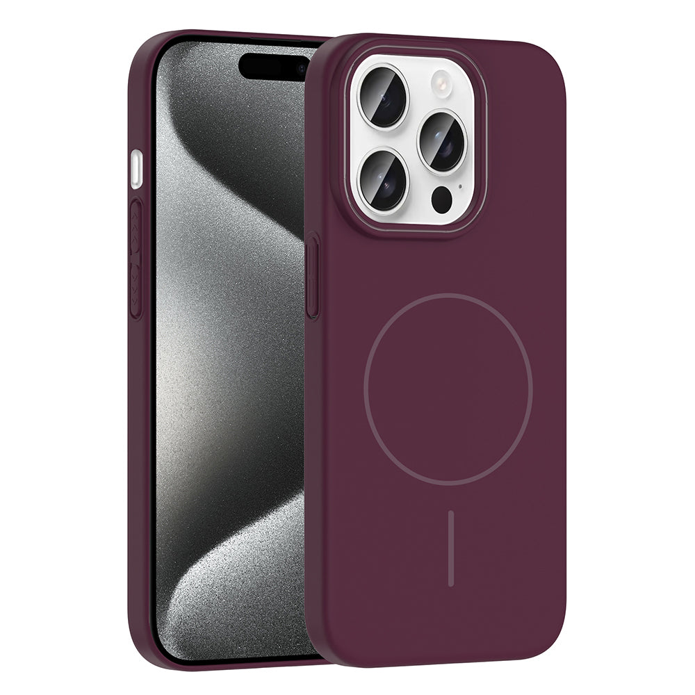 Apple iPhone 15 Pro Uyumlu Kılıf M-safe Şarj Özellikli Zore Ruby Sert Kapak