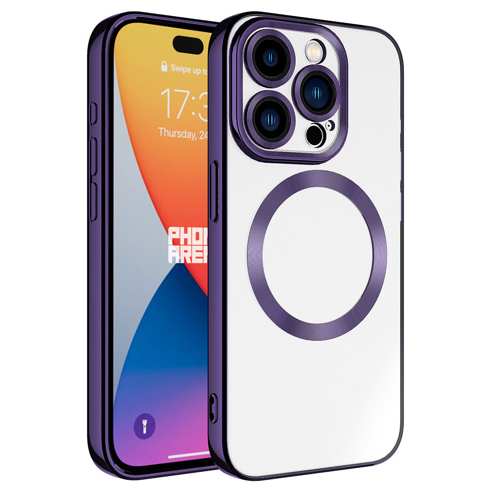 Apple iPhone 15 Pro Uyumlu Kılıf M-safe Wireless Şarj Özellikli Zore Setro Silikon