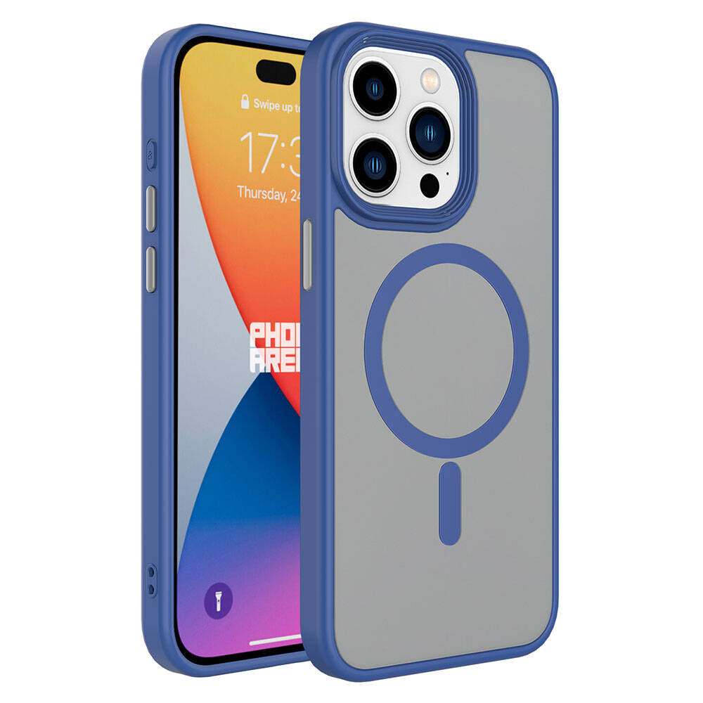 Apple iPhone 15 Pro Uyumlu Kılıf Mat Arka Yüzey Wireless Şarj Özellikli Zore Flet M-safe Kapak