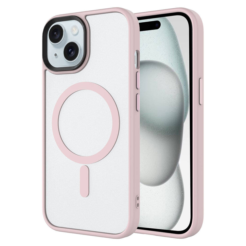 Apple iPhone 15 Pro Uyumlu Kılıf Mat Arka Yüzey Wireless Şarj Özellikli Zore Flet M-safe Kapak