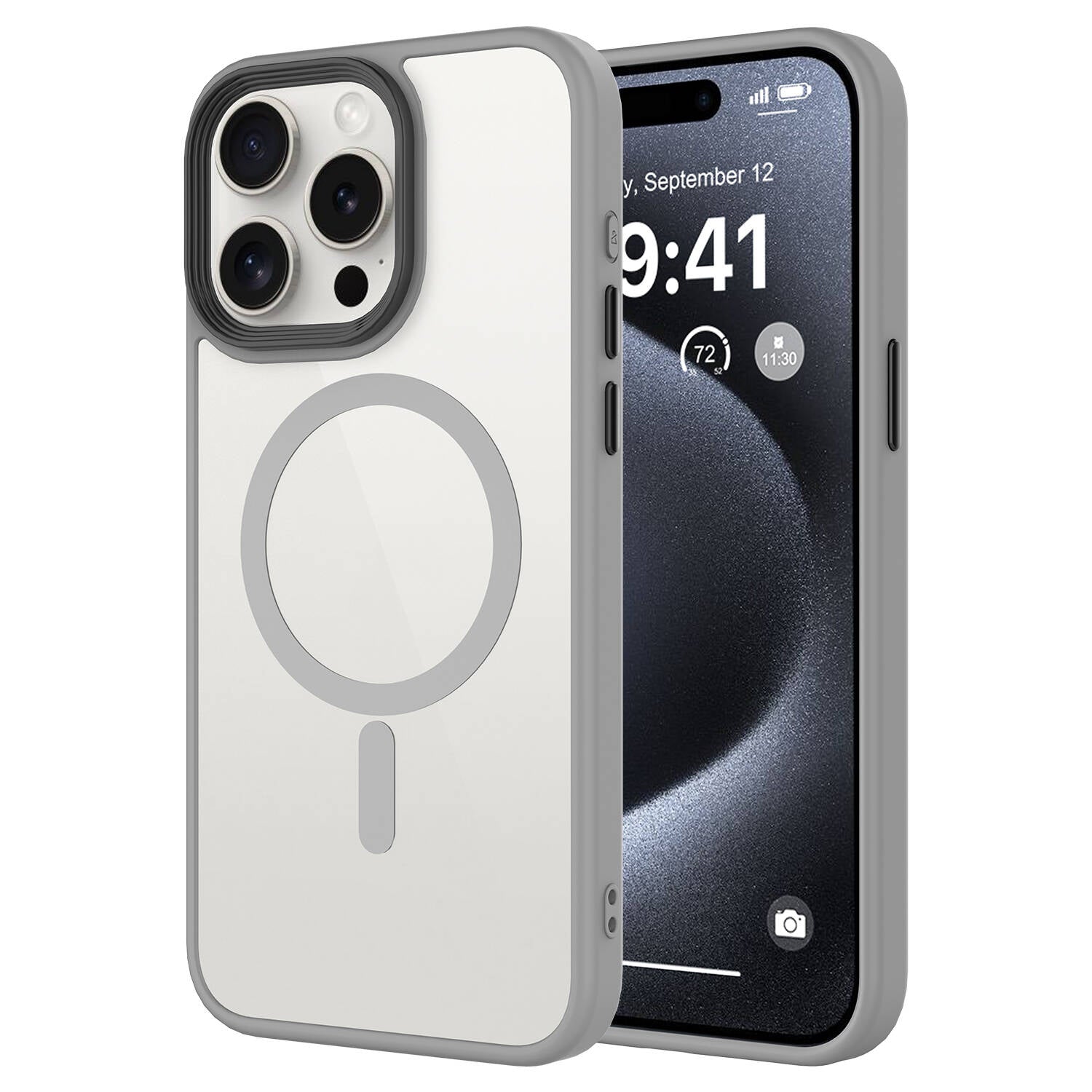 Apple iPhone 15 Pro Uyumlu Kılıf Mat Arka Yüzey Wireless Şarj Özellikli Zore Flet M-safe Kapak