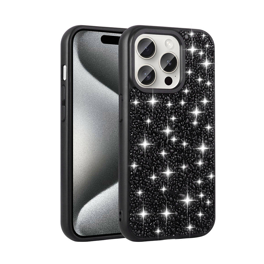 Apple iPhone 15 Pro Uyumlu Kılıf Parlak Taşlı Tasarım Zore Linea Diamond Kapak