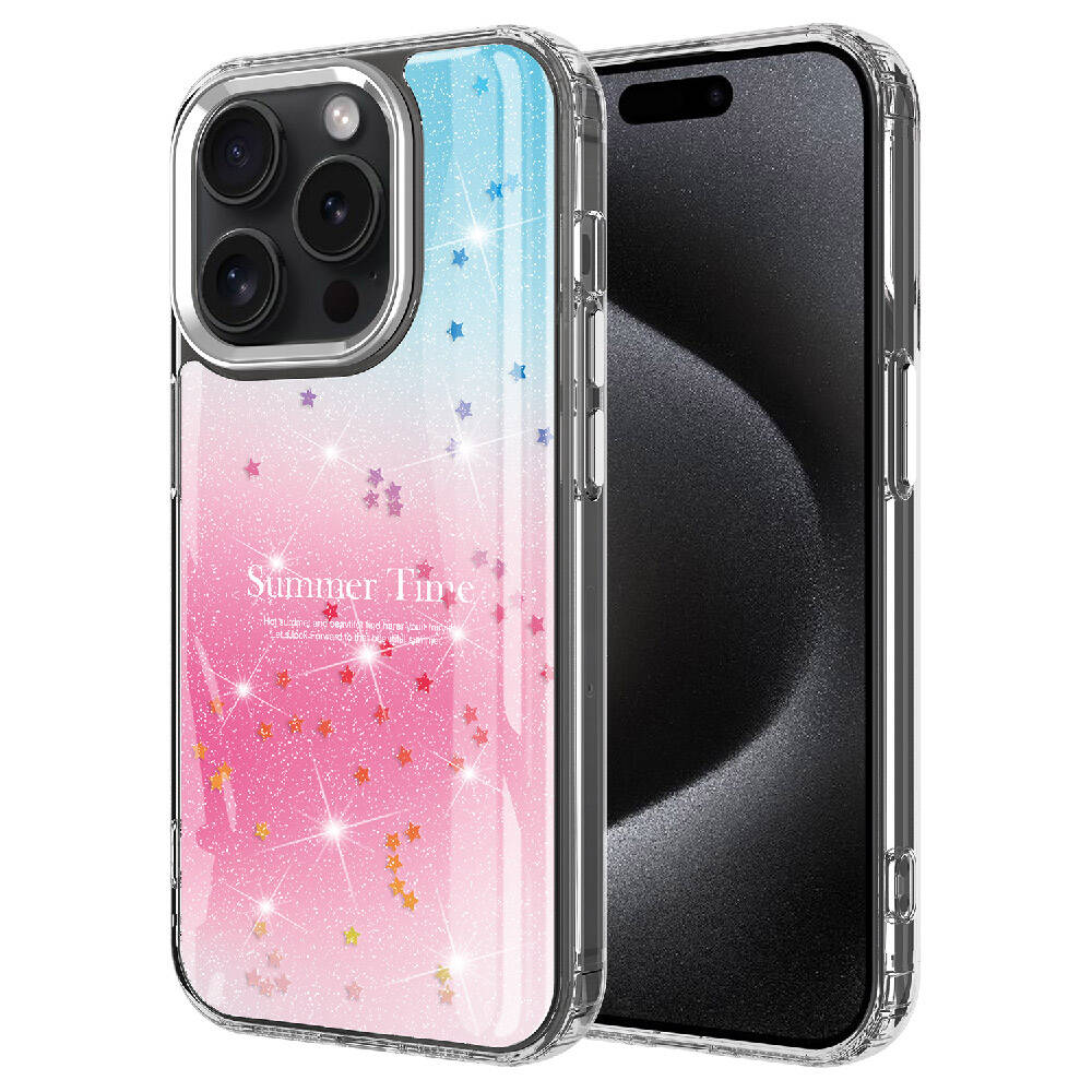 Apple iPhone 15 Pro Uyumlu Kılıf Simli Desenli Parlak Zore Task Kapak