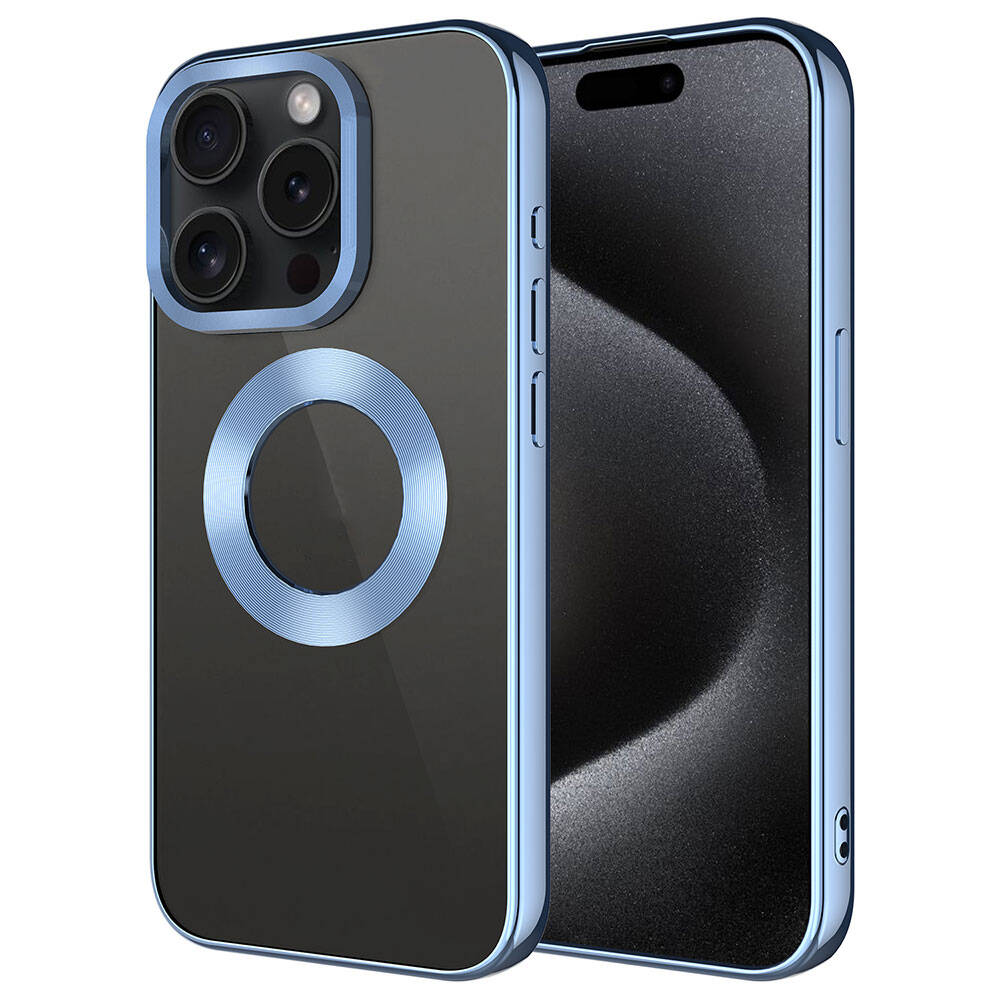 Apple iPhone 15 Pro Uyumlu Kılıf Tek Kamera Çerçeveli Logo Gösteren Zore Omega Kapak