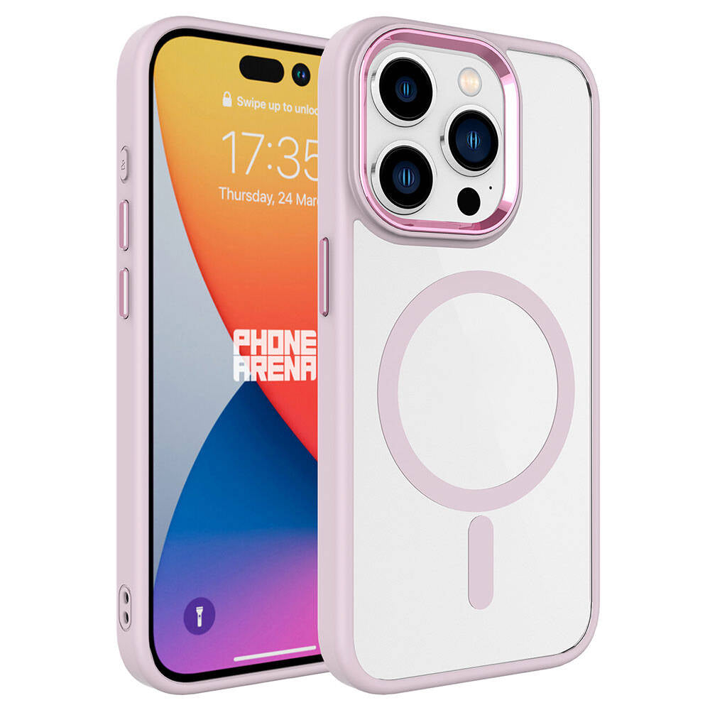 Apple iPhone 15 Pro Uyumlu Kılıf Wireless Şarj Özellikli Zore Krom M-safe Silikon Kapak
