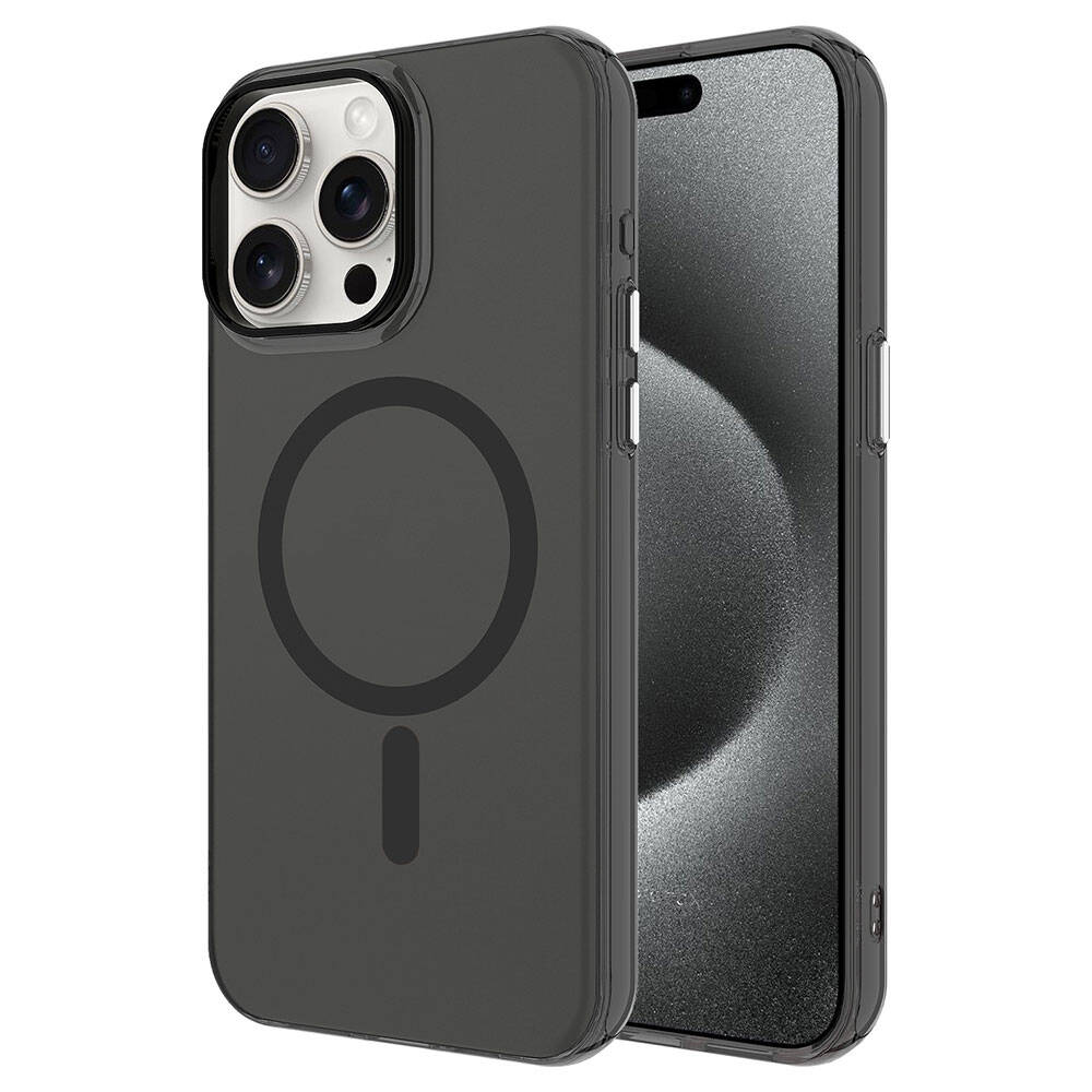 Apple iPhone 15 Pro Uyumlu Kılıf Zore M-safe Şarj Özellikli Buzlu Transparan C-Pro Sert Kapak