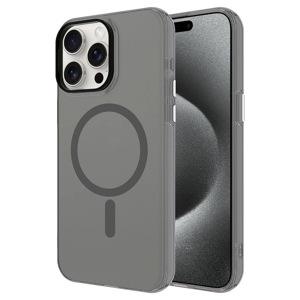 Apple iPhone 15 Pro Uyumlu Kılıf Zore M-safe Şarj Özellikli Buzlu Transparan C-Pro Sert Kapak