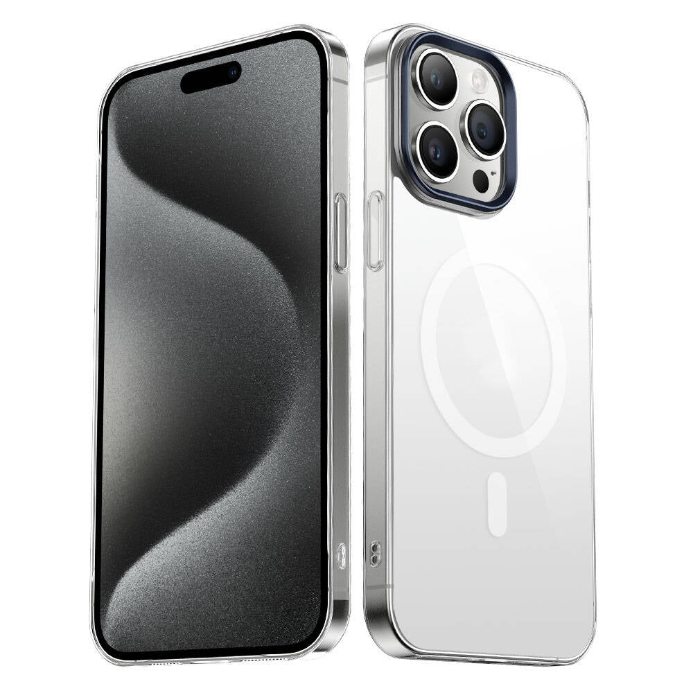 Apple iPhone 15 Pro Uyumlu Kılıf Zore Wireless Şarj Özellikli Şeffaf G-Glass Kapak