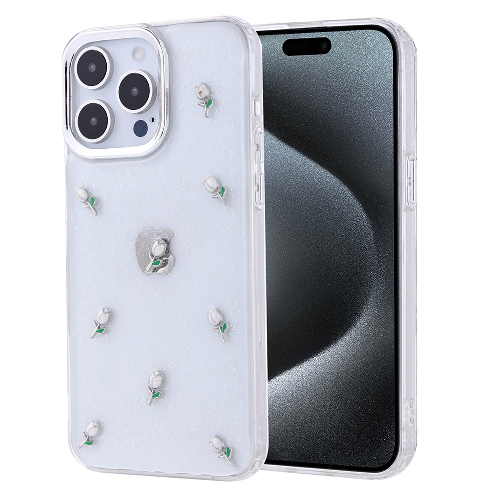 Apple iPhone 15 Pro Max Uyumlu Kılıf Airbag Tasarımlı Simli Şeffaf Zore Kutup Kapak