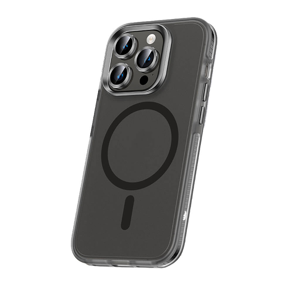 Apple iPhone 15 Pro Max Uyumlu Kılıf Airbagli M-safe Wireless Şarj Özellikli Lens Koruyuculu Zore Klaptika Kapak
