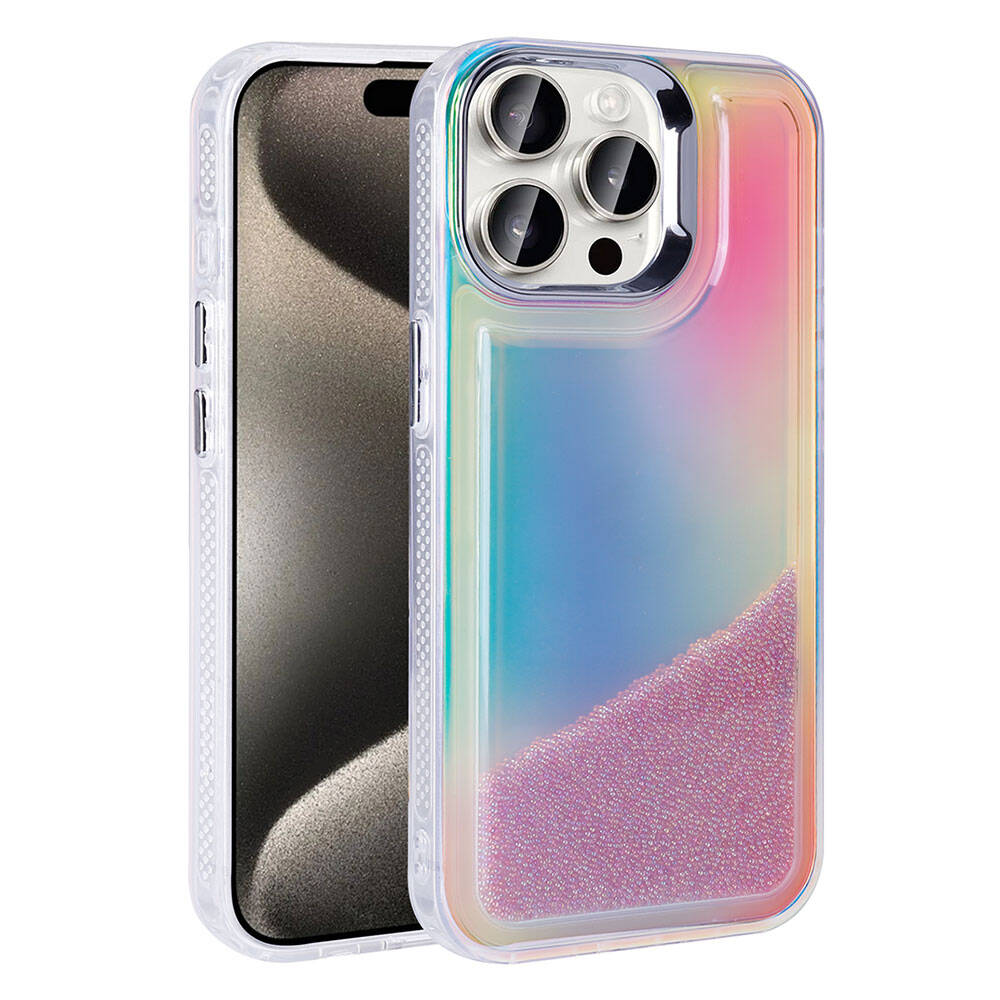 Apple iPhone 15 Pro Max Uyumlu Kılıf Airbagli Renkli Arka Yüzey Boncuk Tasarımlı Zore Kumul Kapak